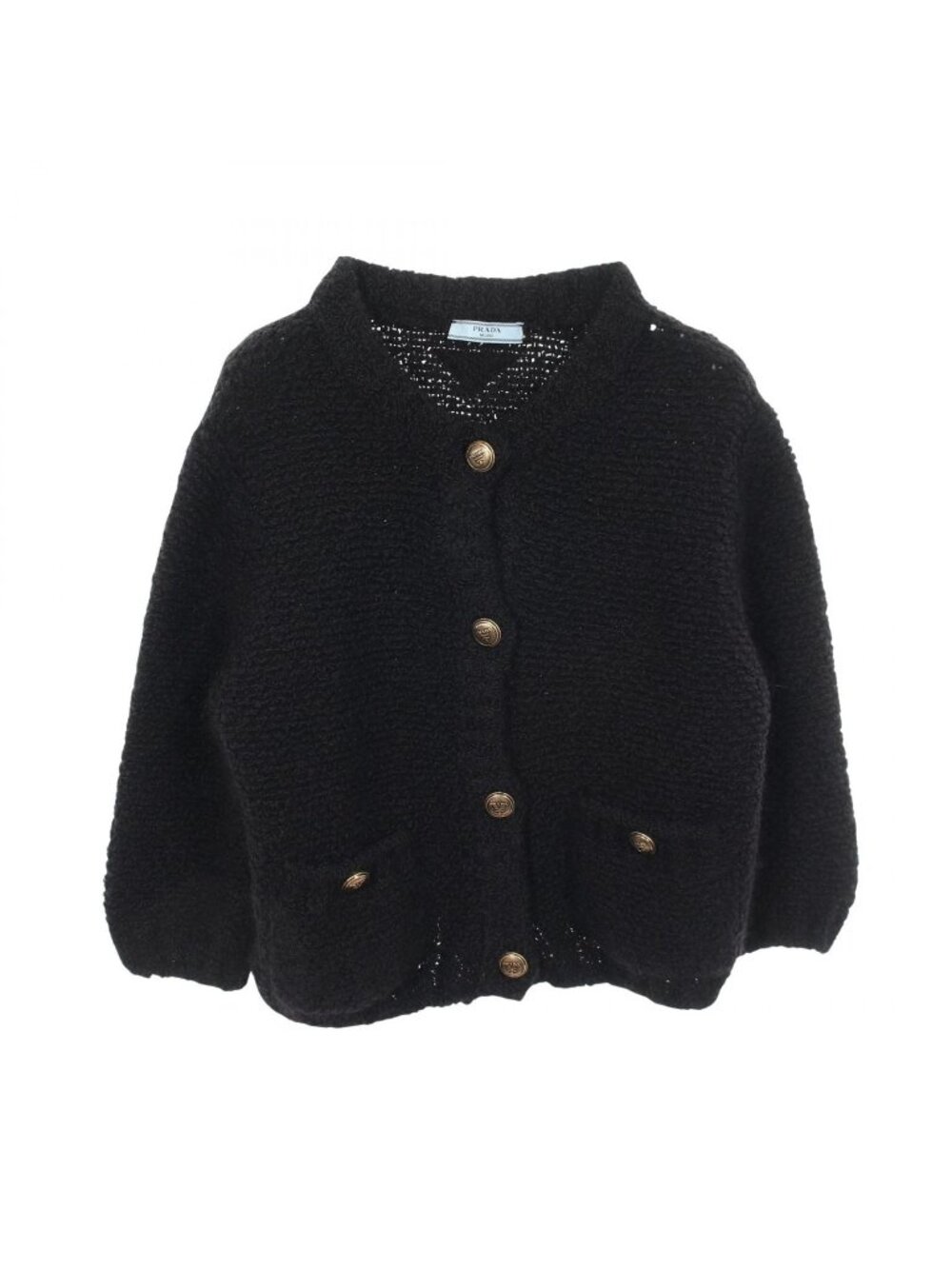 Prada Collarless Jacket Knit Wool Nylon